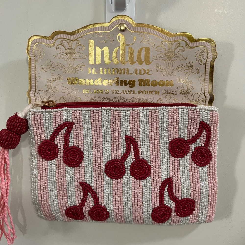 Pink and Red Beaded Clutch